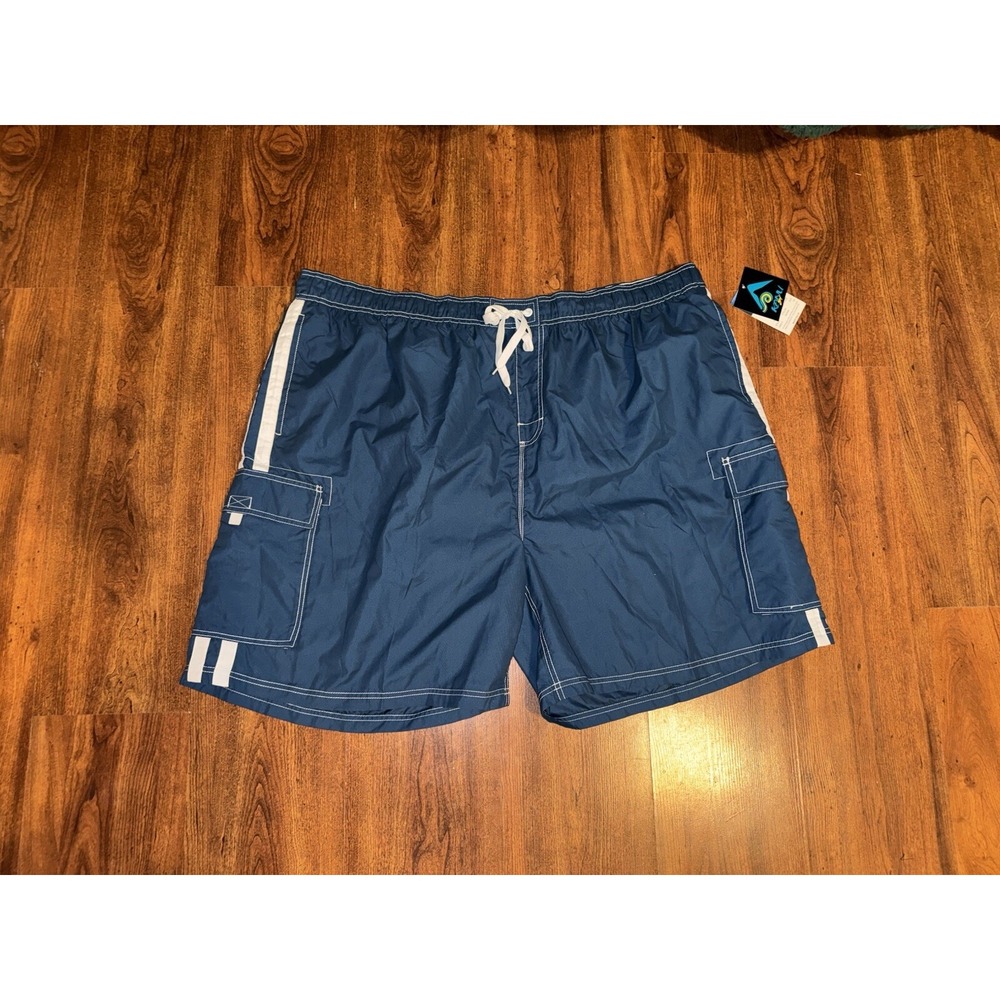 Kanu Surf Mens Swim Trunks Size 5XL Plus Blue Mesh Lining Board Shorts NWT
